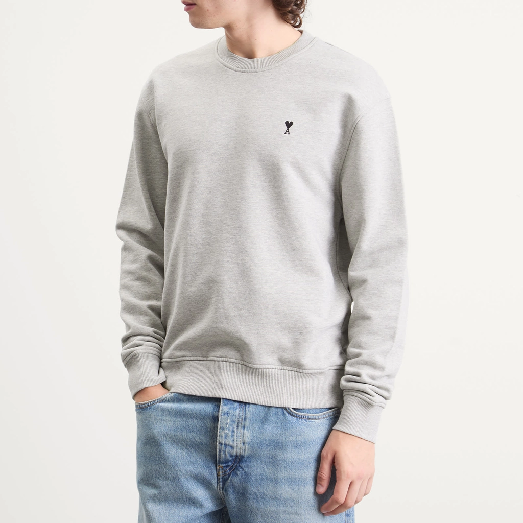 AMI Paris Men's Loopback Light Fleece ADC Sweatshirt Gris Cendre Chine